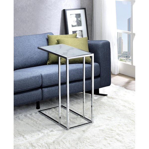 Myco Furniture Myco Furniture AM115 10 x 18 x 25 in. Amelia Chair Side End Table; White & Chrome AM115